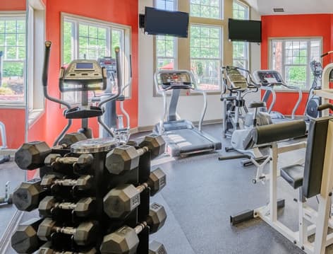Fitness center at Adalay Bay luxury apartments in Chesapeake, VA