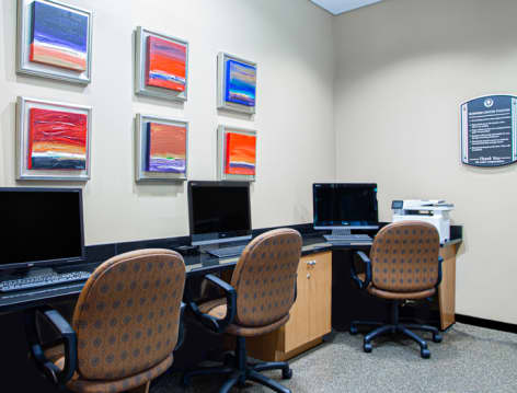 Business center at Post Carlyle luxury apartment homes in Alexandria, VA