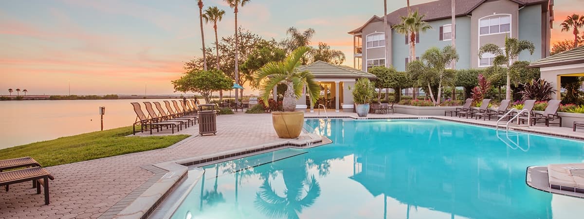 Twilight Pool 2 at Post Rocky Point luxury apartment homes in Tampa, FL