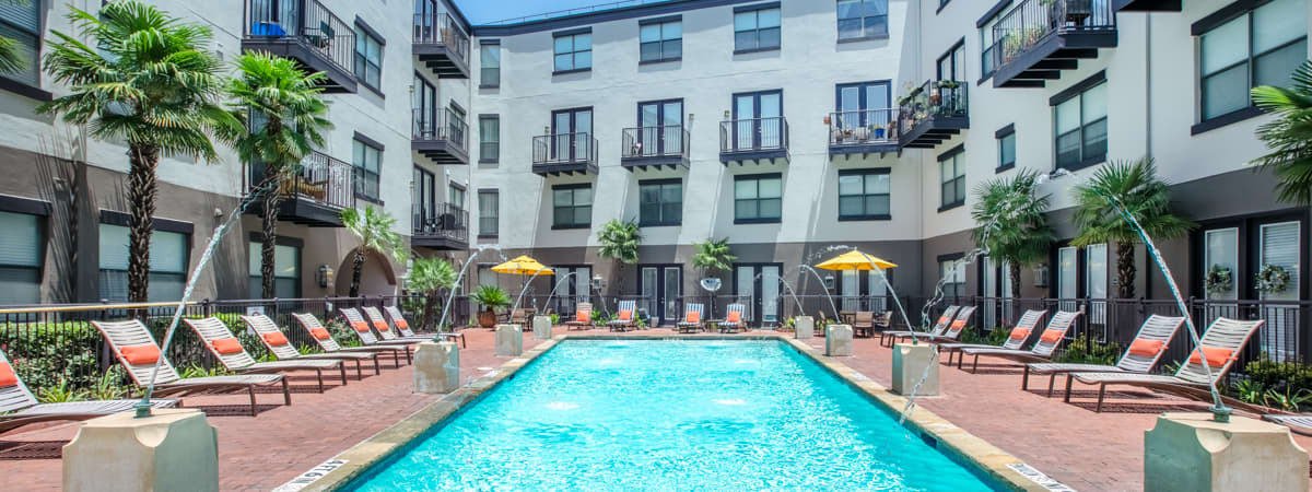 Pool at Post Coles Corner luxury apartment homes in Dallas, TX