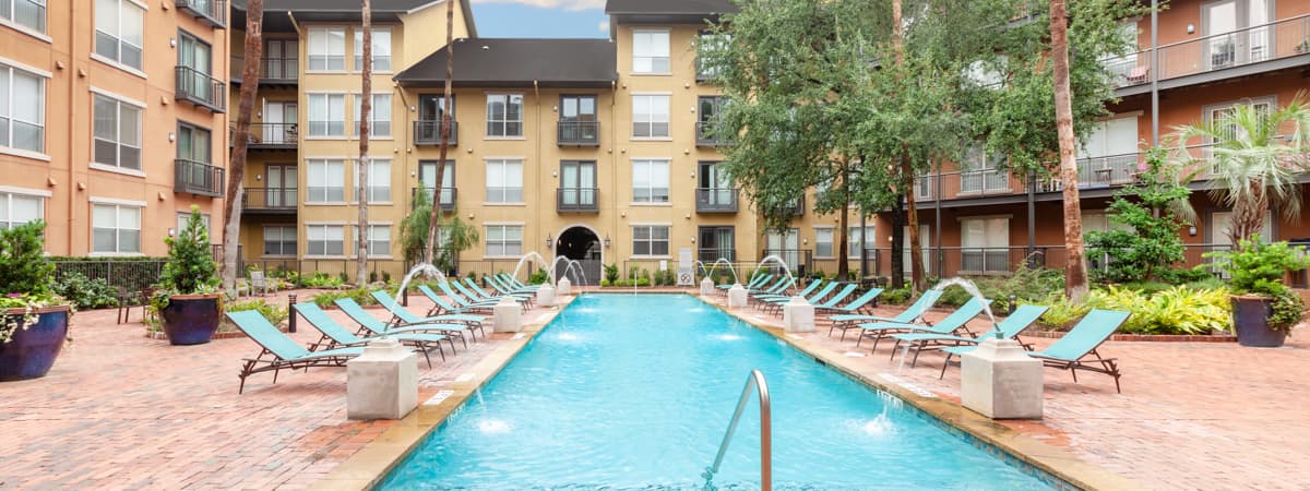 Pool at Post Midtown Square luxury apartment homes in Houston, TX