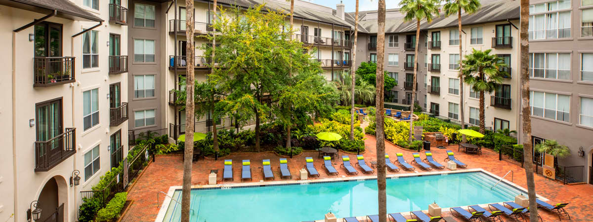 Pool at Post Midtown Square luxury apartment homes in Houston, TX