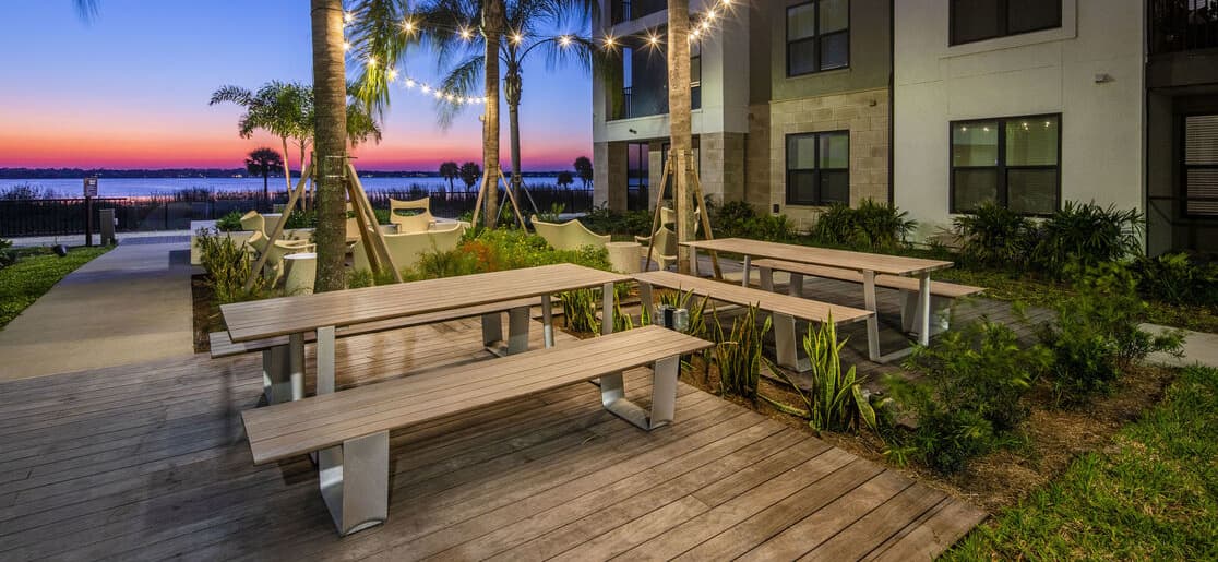 Outdoor seating at MAA Sand Lake in Orlando, FL
