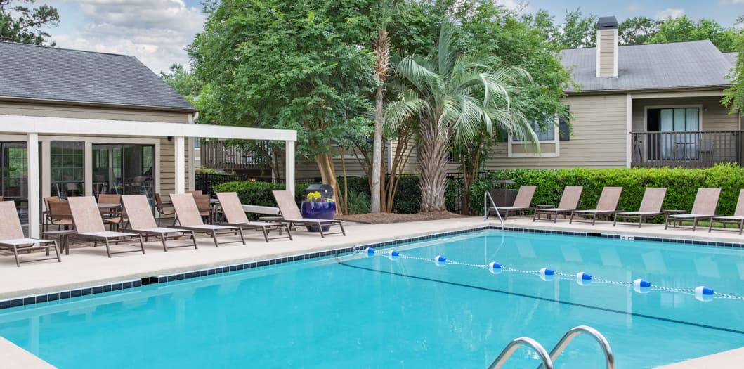 Pool at Colonial Village at Windsor Place luxury apartment homes in Goose Creek, SC