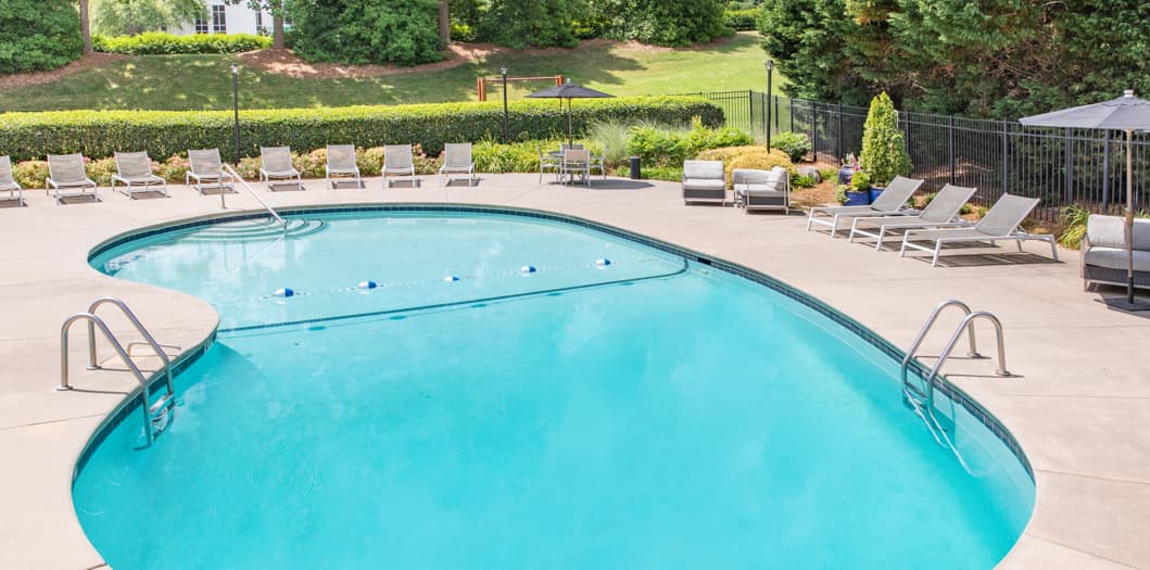 Pool Aerial at Highland Ridge luxury apartment homes in Greenville, SC
