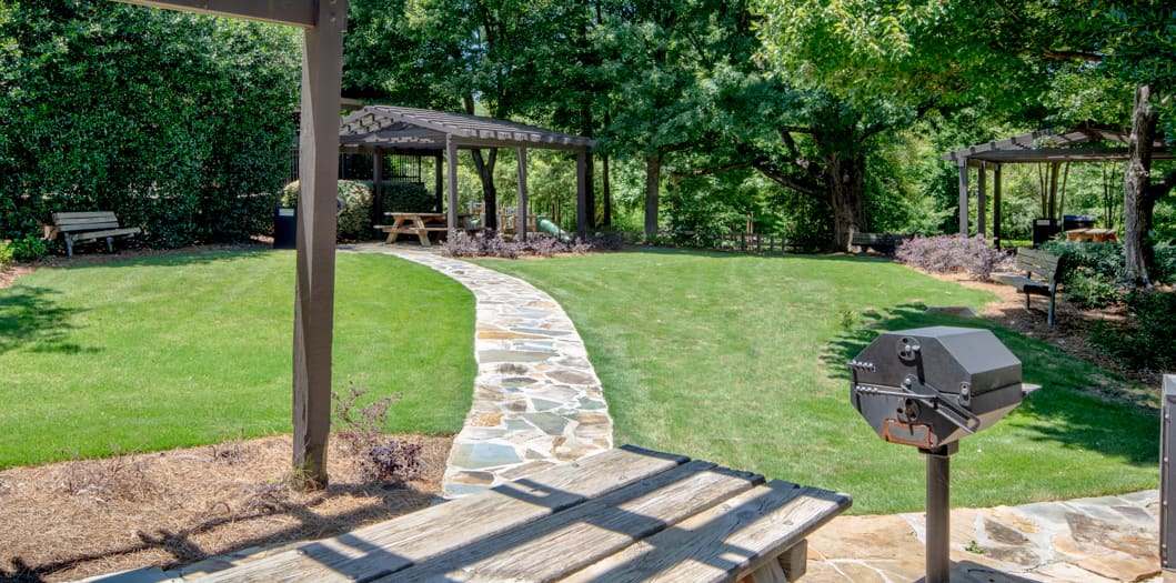 Grill Area at The Paddock Club Greenville luxury apartment homes in Greenville, SC