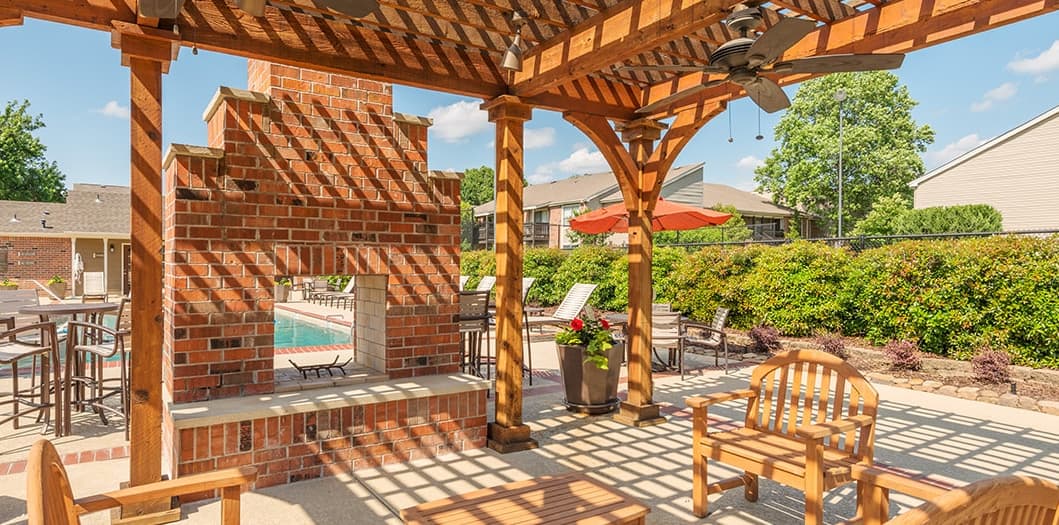 Outdoor Fireplace at Kirby Station luxury apartment homes in Memphis, TN