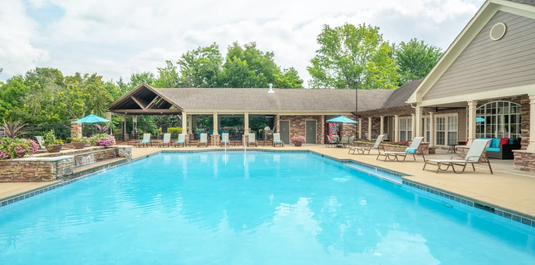 Pool at Day at The Paddock Club Murfreesboro luxury apartment homes in Nashville, TN