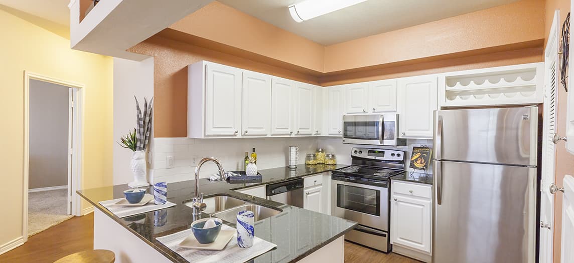 Kitchen at Legacy at Western Oaks luxury apartment homes in Austin , TX