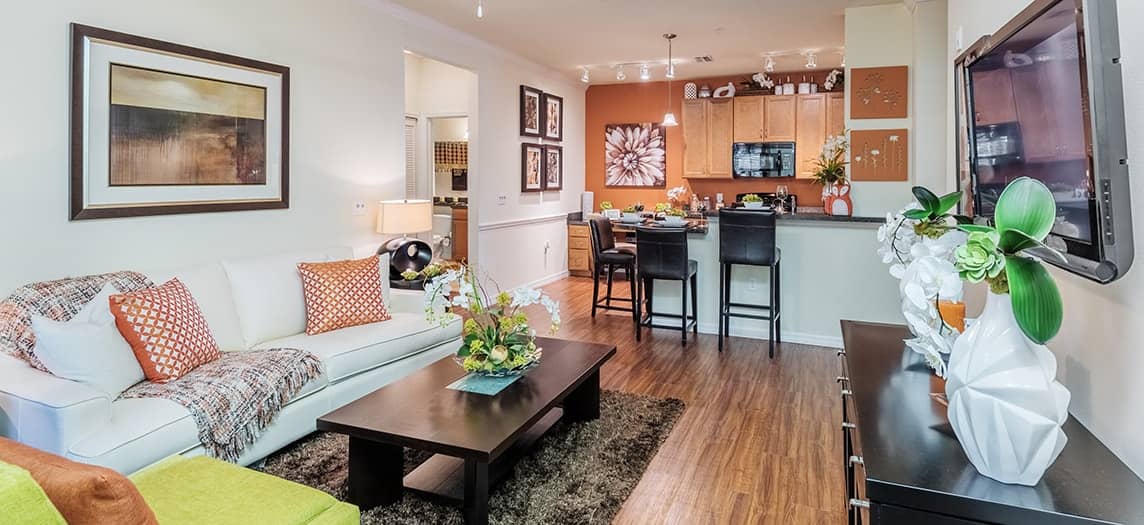 Living Room at MAA Lake Mary luxury apartment homes in Orlando, FL