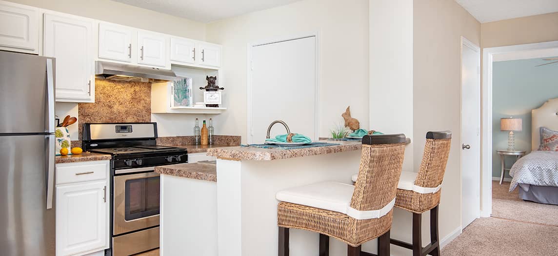 Kitchen at The Club at Panama Beach luxury apartment homes in Panama City Beach, FL