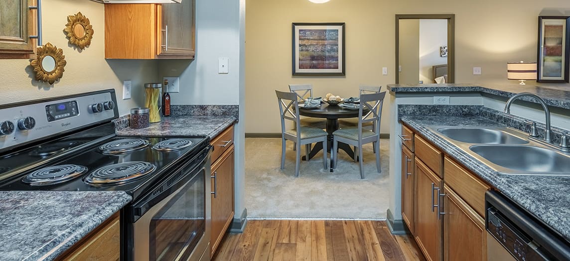 Model Kitchen at Verandas at Southwood luxury apartment homes in Tallahassee, FL