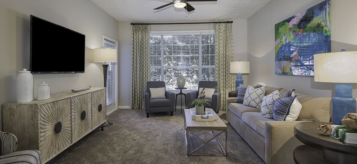 Living Room 2 at MAA Glen luxury apartment homes in Atlanta, GA