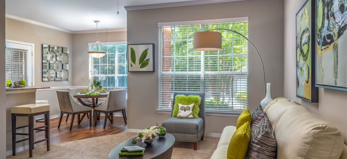 Model Living Room at MAA Hammocks luxury apartment homes in Savannah, GA