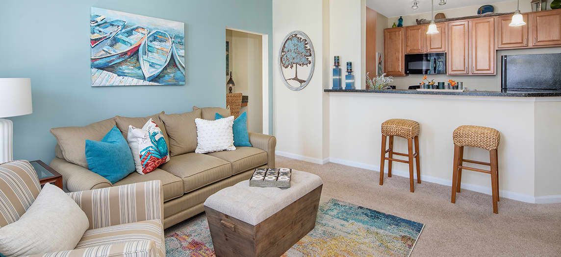 Living Room at Colonial Grand at Godley Lake luxury apartment homes in Savannah, GA