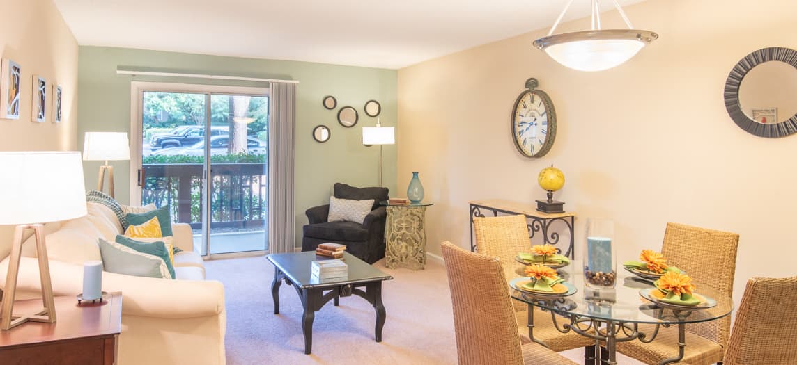Living Room at MAA Hermitage luxury apartment homes in Raleigh-Cary, NC