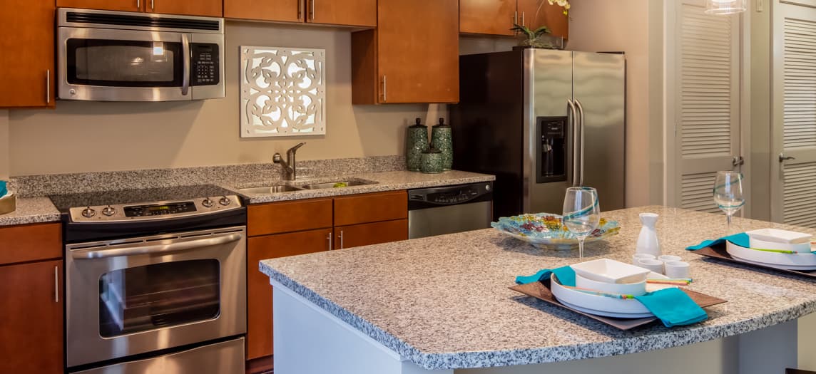 Kitchen at Hue luxury apartment homes in Raleigh, NC