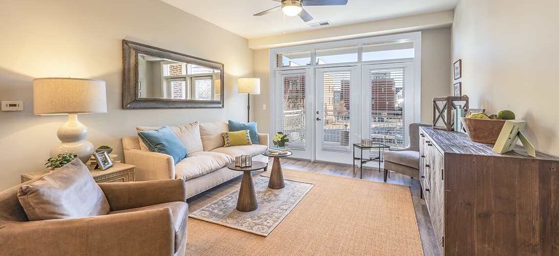 Living Room at MAA Greene luxury apartment homes in Greenville, SC