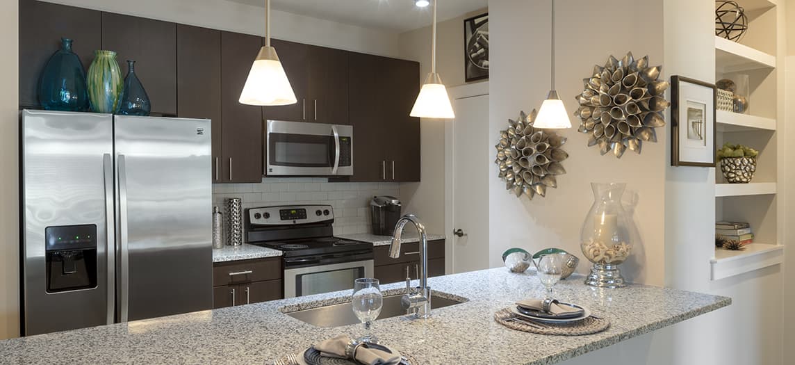 Model Kitchen at MAA Innovation luxury apartment homes in Greenville, SC
