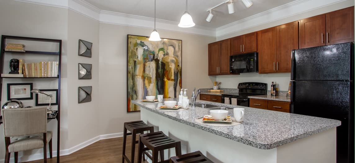 Kitchen at Stonefield Commons luxury apartment homes in Charlottesville, VA