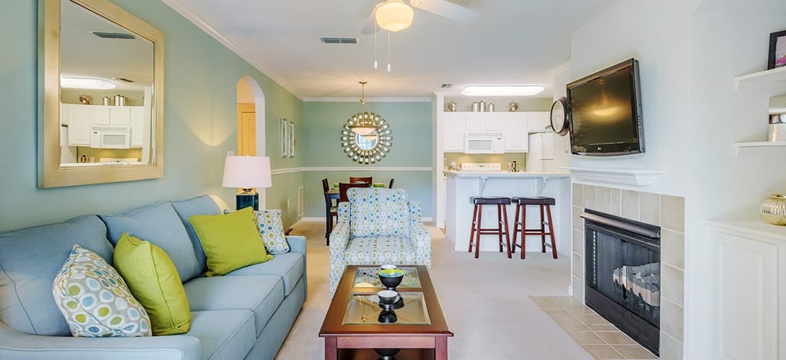 Living Room at MAA Madison Lakes luxury apartments homes in Huntsville, AL 