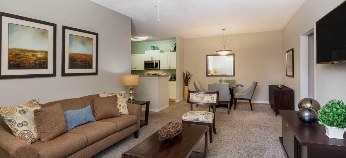 Living Room at MAA Barrett Creek luxury apartment homes in Atlanta, GA