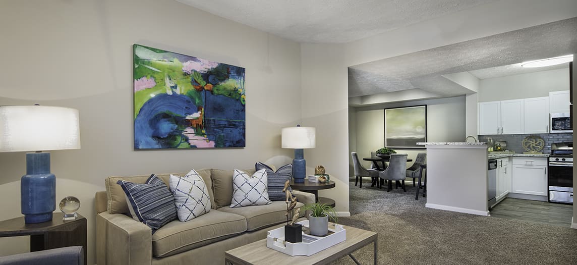 Living Room 1 at MAA Glen luxury apartment homes in Atlanta, GA