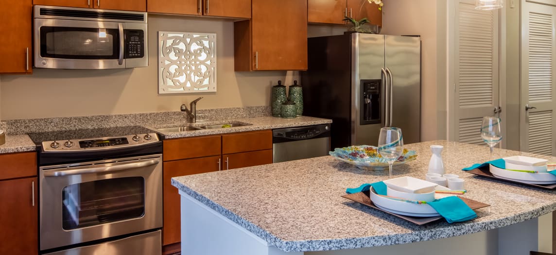 Kitchen at Hue luxury apartment homes in Raleigh, NC