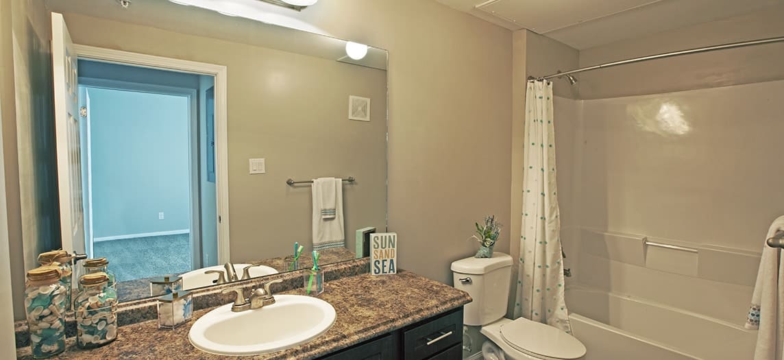 Bathroom at MAA Cypresswood luxury apartment homes in Houston, TX