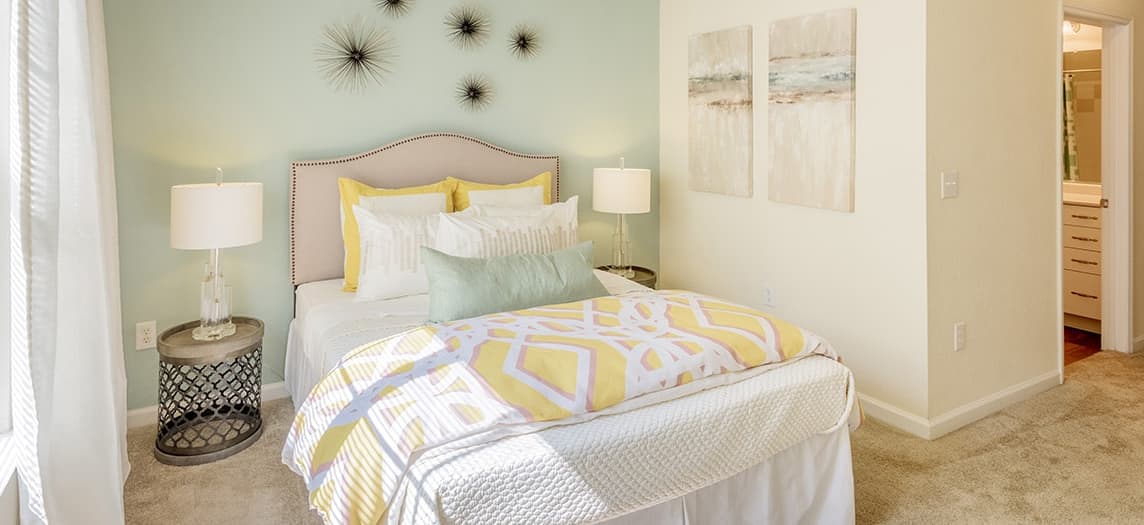 Master bedroom at Adalay Bay luxury apartments in Chesapeake, VA