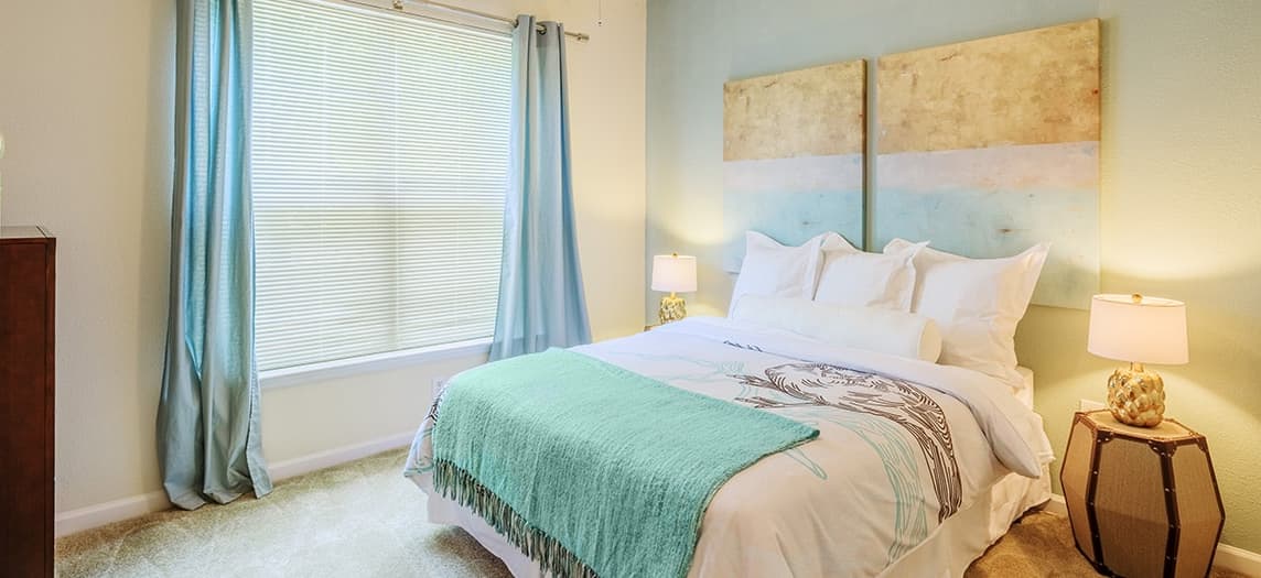 Guest bedroom at Adalay Bay luxury apartments in Chesapeake, VA
