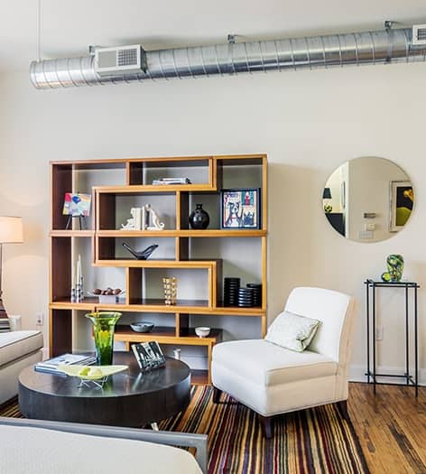 Living Room at MAA Uptown luxury apartment homes in Charlotte, NC
