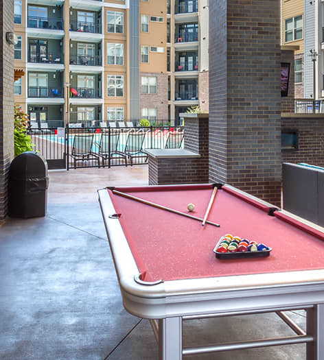 Pool Table at MAA Charlotte Ave luxury apartment homes in Nashville, TN