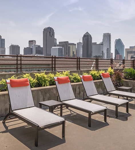 Rooftop seating at Post Heights luxury apartment homes in Dallas, TX