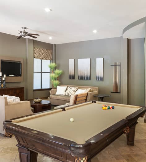 Game Room at Post Sierra luxury apartment homes in Dallas, TX