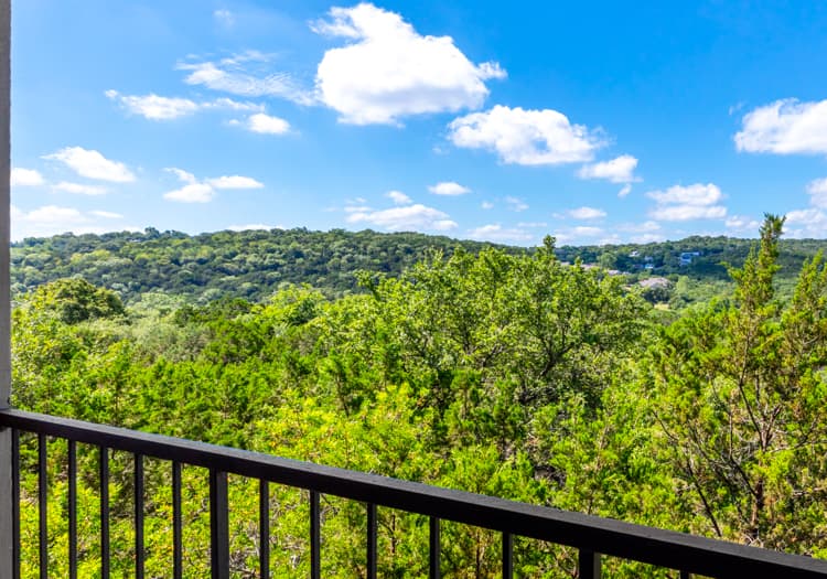 Balcony view at MAA Park Mesa luxury apartment homes in Austin, TX