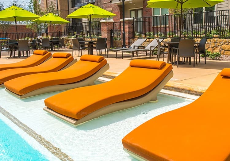 Tanning shelf at Cityscape at Market Center luxury apartment homes in Dallas, TX