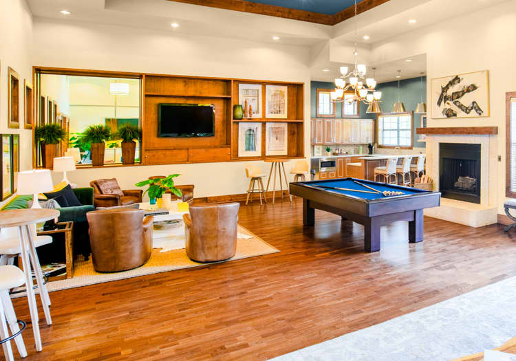 Clubhouse Billiards at MAA Lowes Farm luxury apartment homes in Mansfield, TX