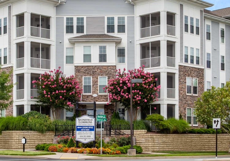 Exterior at Stonefield Commons luxury apartment homes in Charlottesville, VA