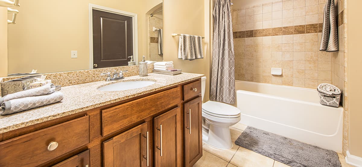 bathroom at MAA Lenox luxury apartment homes in Atlanta, GA