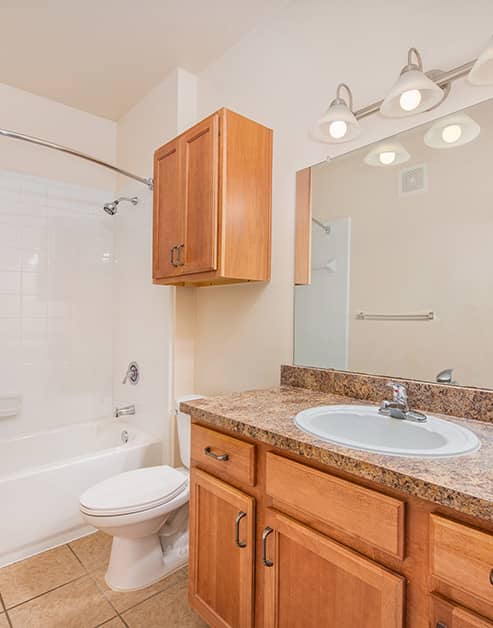 Bathroom at MAA Canyon Creek luxury apartment homes ins Austin, TX