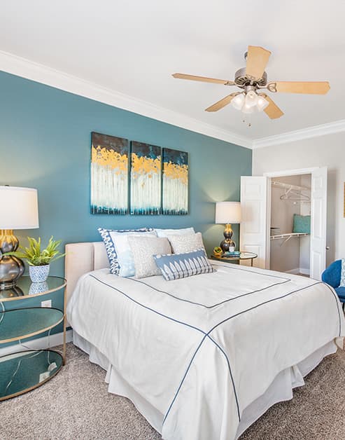 Bedroom at MAA Greenwood Forest luxury apartment homes in Houston, TX