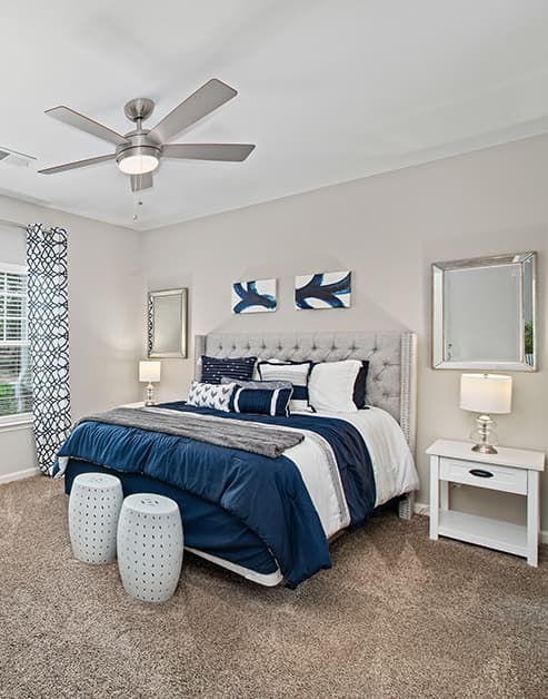 Bedroom at Station Square luxury apartment homes in Fredericksburg, VA