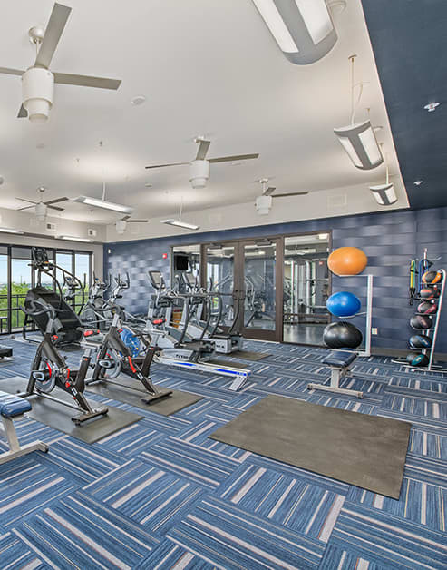 Fitness center at MAA The Station luxury apartment homes in Kansas City, MO