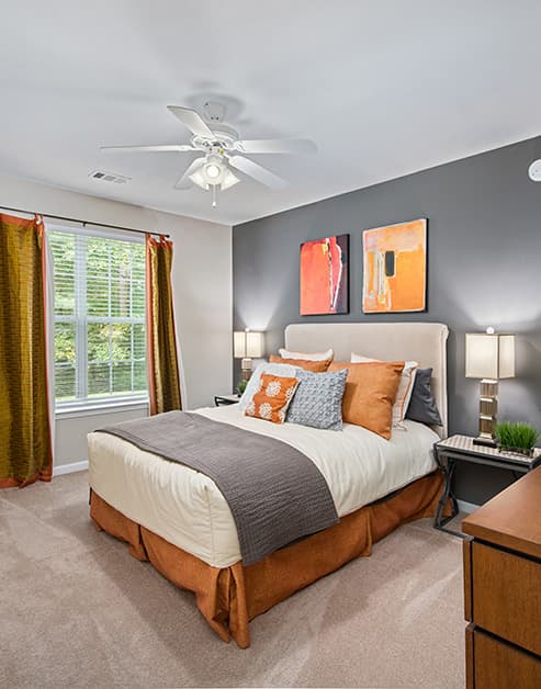 Bedroom at MAA Preserve luxury apartment homes in Raleigh, NC