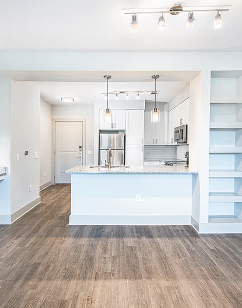 Living area at MAA Wade Park luxury apartment homes in Raleigh, NC