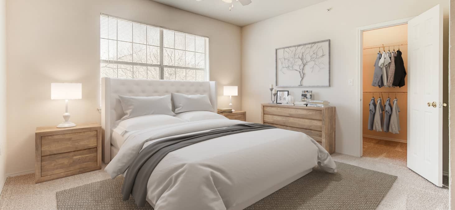 Bedroom at MAA Bear Creek luxury apartment homes in Euless, TX near Dallas