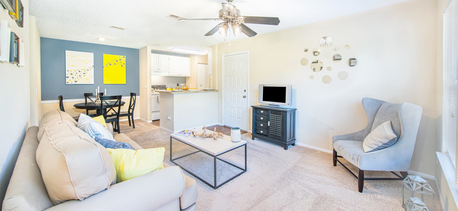 Living room at Hunters Ridge at Deerwood luxury apartment homes in Jacksonville, FL