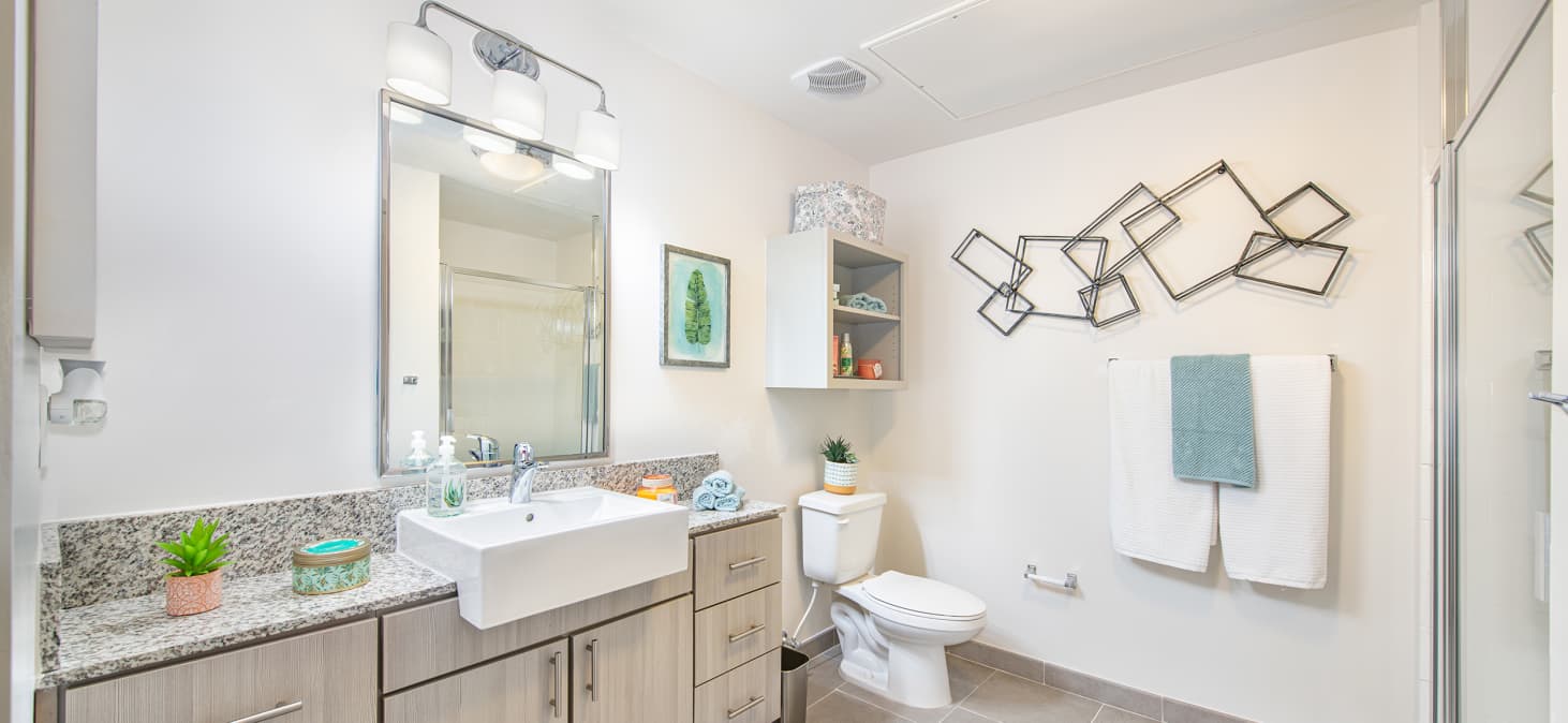 Bathroom at MAA 220 Riverside luxury apartment homes in Jacksonville, FL