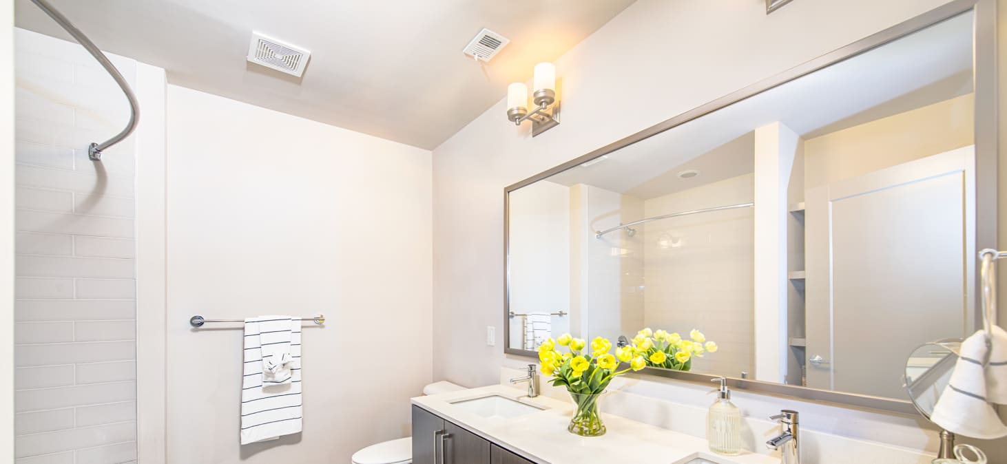 Bathroom at MAA Midtown luxury apartment homes in Atlanta, GA